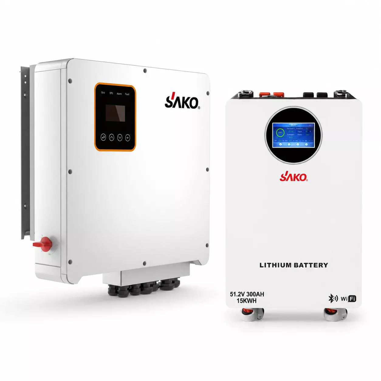 Гібридний інвертор Sako Sunin 12кВт, 3 фази, IP65 + Батарея SAKO Li-SUN 15 kwh SK-51.2V 300AH (280AH) WF