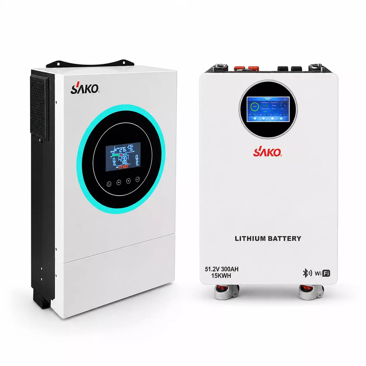 Гібридний інвертор Sako SUNON-ULTRA 6.5кВт, 1 фаза + Батарея SAKO Li-SUN 15 kwh SK-51.2V 300AH (280AH) WF